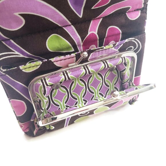 VERA BRADLEY Women's Wallet Purple Punch Magnetic Closure Coin Purse ID Window - Picture 9 of 11